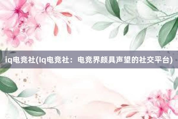 iq电竞社(Iq电竞社：电竞界颇具声望的社交平台)