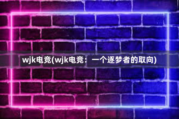 wjk电竞(wjk电竞：一个逐梦者的取向)