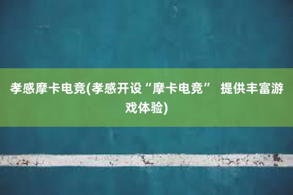 孝感摩卡电竞(孝感开设“摩卡电竞”  提供丰富游戏体验)