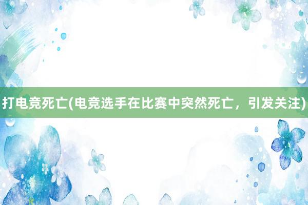 打电竞死亡(电竞选手在比赛中突然死亡，引发关注)