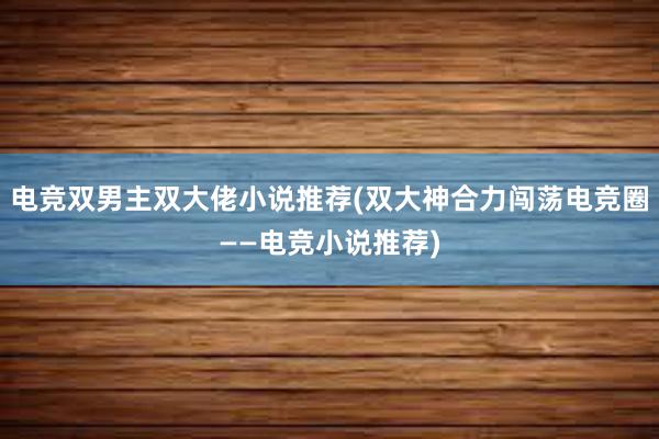 电竞双男主双大佬小说推荐(双大神合力闯荡电竞圈——电竞小说推荐)