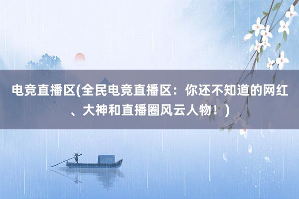 电竞直播区(全民电竞直播区：你还不知道的网红、大神和直播圈风云人物！)