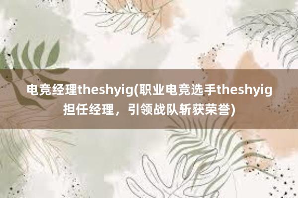 电竞经理theshyig(职业电竞选手theshyig担任经理，引领战队斩获荣誉)