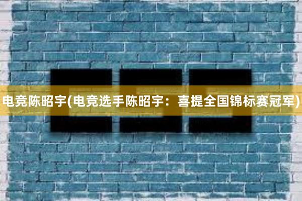 电竞陈昭宇(电竞选手陈昭宇：喜提全国锦标赛冠军)