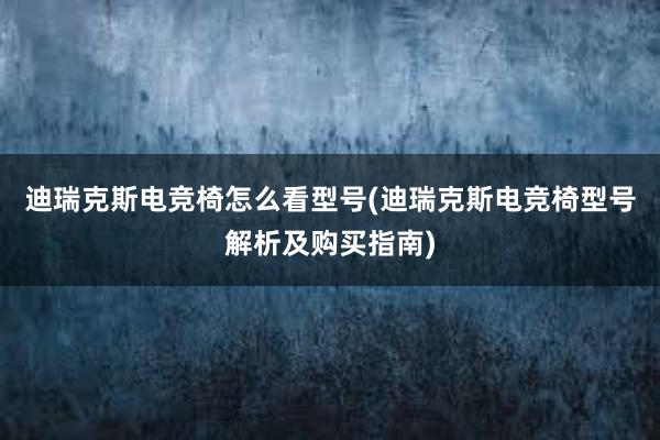 迪瑞克斯电竞椅怎么看型号(迪瑞克斯电竞椅型号解析及购买指南)