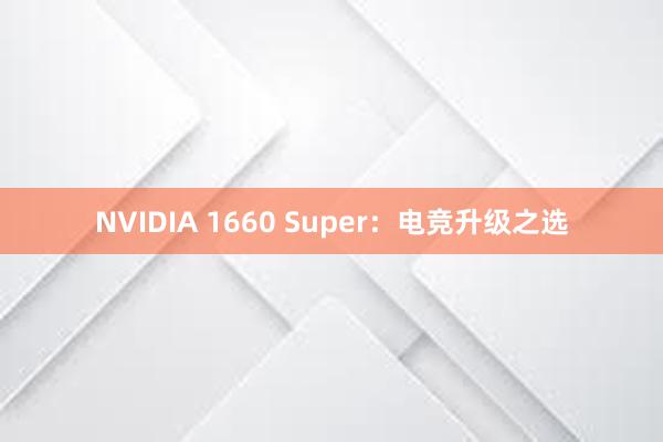 NVIDIA 1660 Super：电竞升级之选