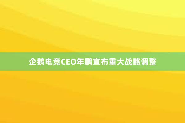 企鹅电竞CEO年鹏宣布重大战略调整