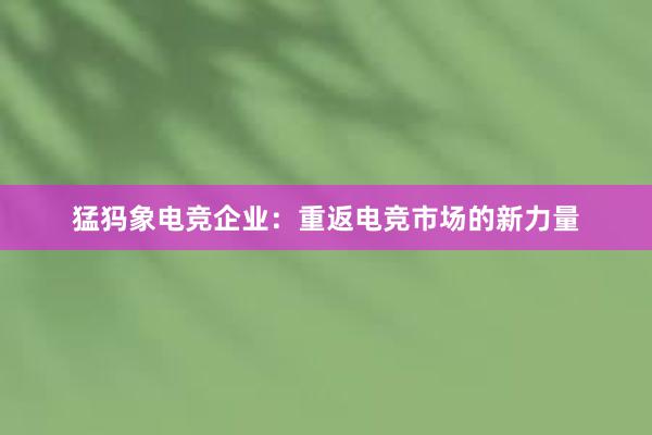 猛犸象电竞企业：重返电竞市场的新力量