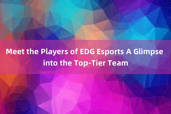 Meet the Players of EDG Esports A Glimpse into the Top-Tier Team